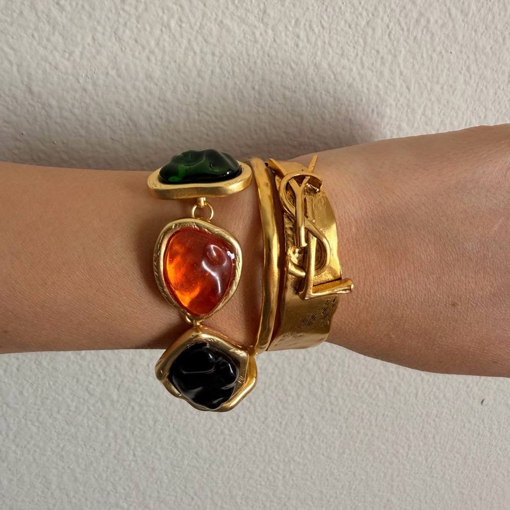 ✨Yves Saint Laurent YSL Cuff Bracelet Gold Tone✨ - Picture 13 of 14